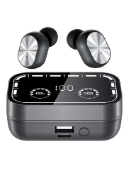 Wavebuds S8 Neo Headphones, Bluetooth Earbuds with Voice Assistant, LED Display, Inbuilt Powerbank and Flashlight, Noise Cancelling, Low Latency Optimization for Gaming, Long 36H Playtime Black